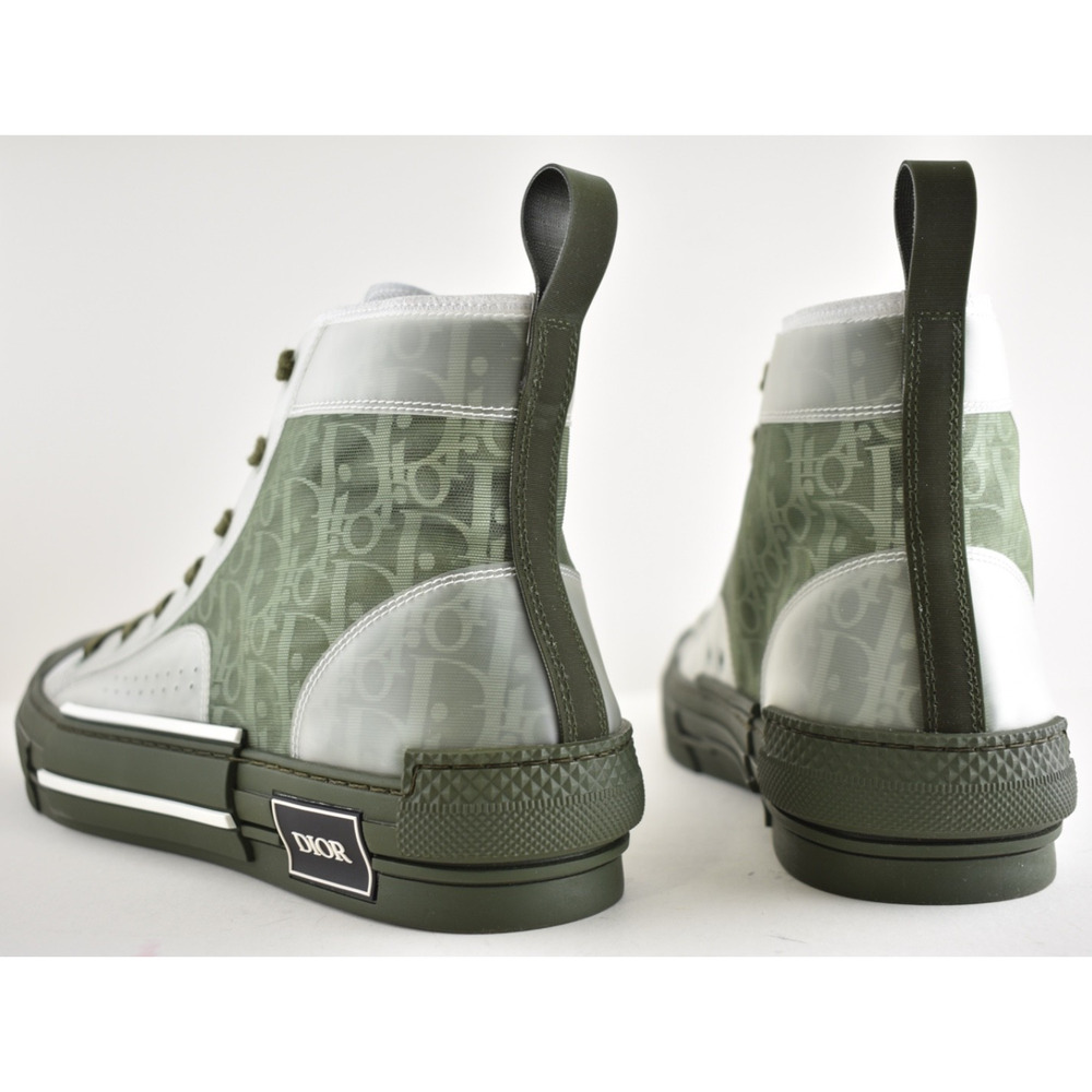 Dior Mens B23 Green Oblique Logo Transparent High Top Lace Up Flat Sneaker 44 11 - Picture 16 of 16